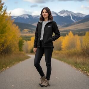 Patagonia Women’s Small Black Softshell Fleece Lined Jacket – Windproof Hiking